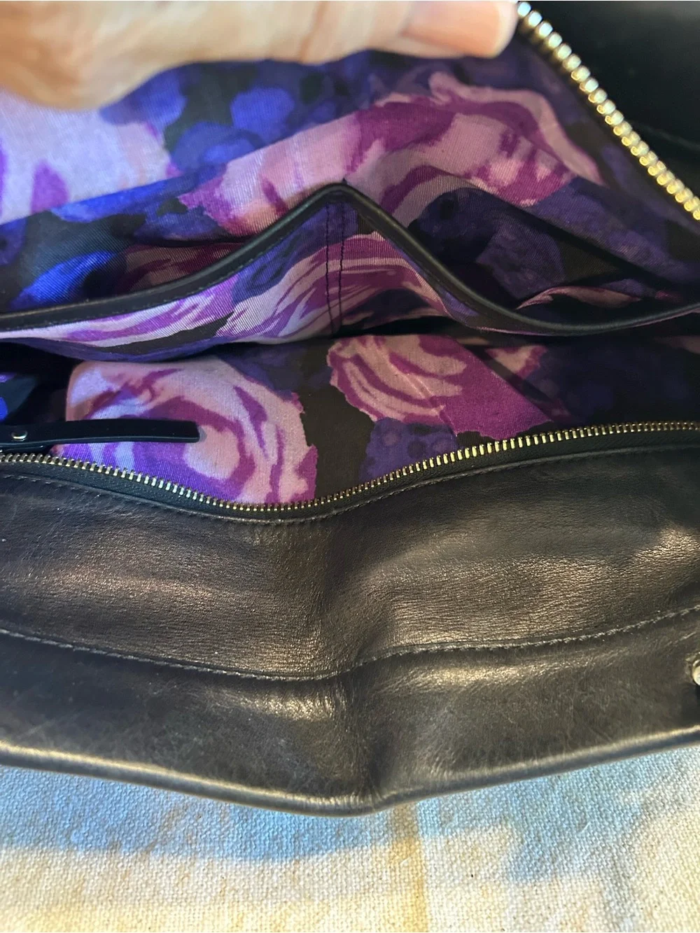 kate spade Black Leather Tote with Front Flap Detail